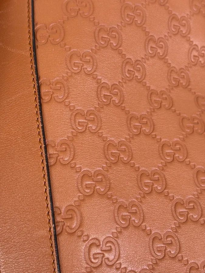 Gucci Gucci Light Camel Brown Leather Monogram Bag Size ONE SIZE - 10 Thumbnail