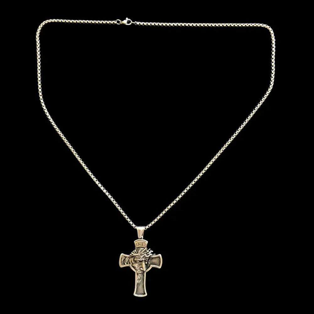 Jewelry Cross Pendant Necklace Jesus Chain Size ONE SIZE - 3 Thumbnail
