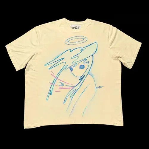 VIBE White Loose Hand-painted Printed Short Sleeve T-Shirt Size US L / EU 52-54 / 3 - 2 Thumbnail