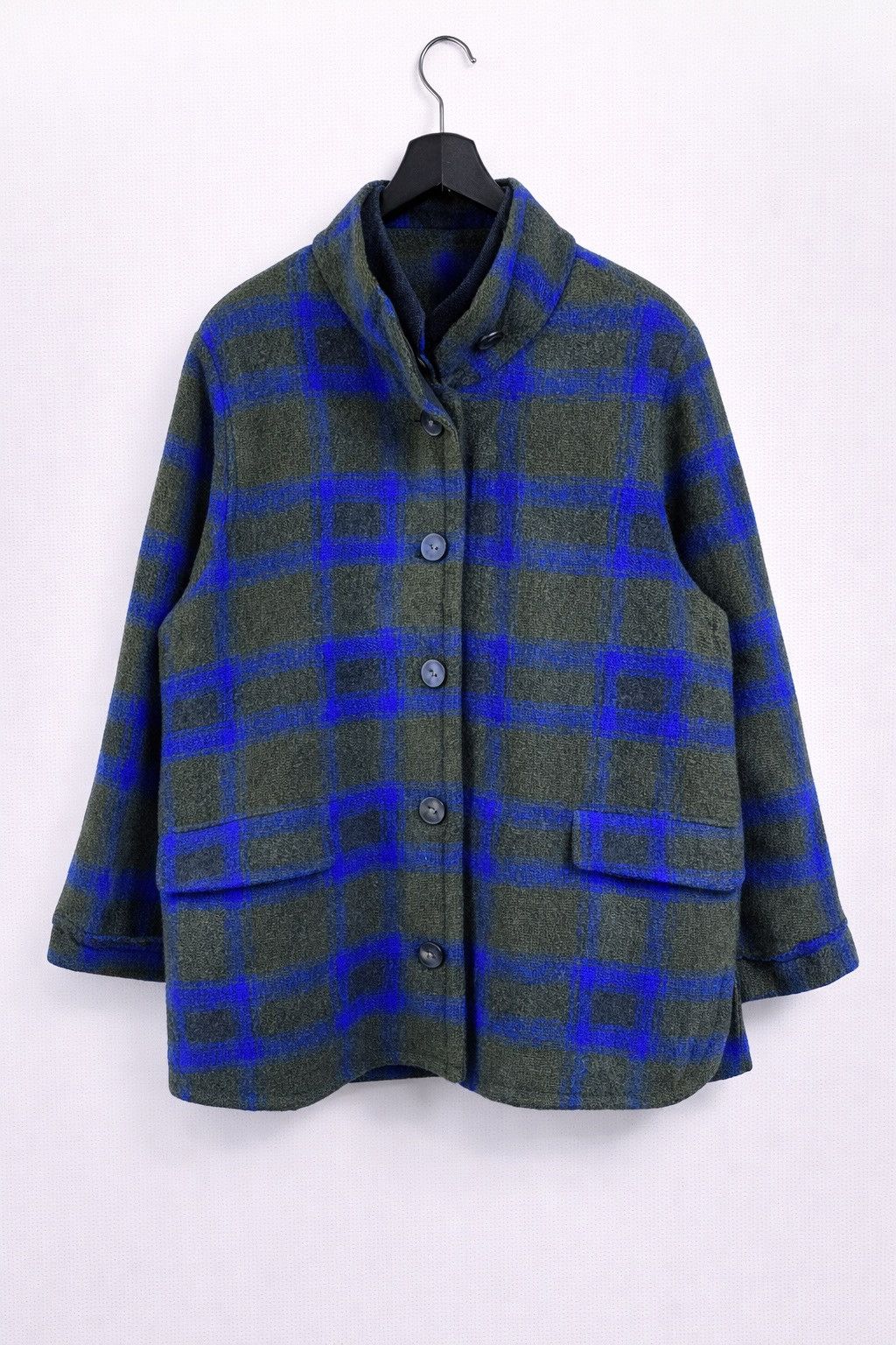 Japanese Brand Vintage Akane Japanese Plaid Cape Jacket Blue Green Check Size L / US 10 / IT 46 - 1 Thumbnail