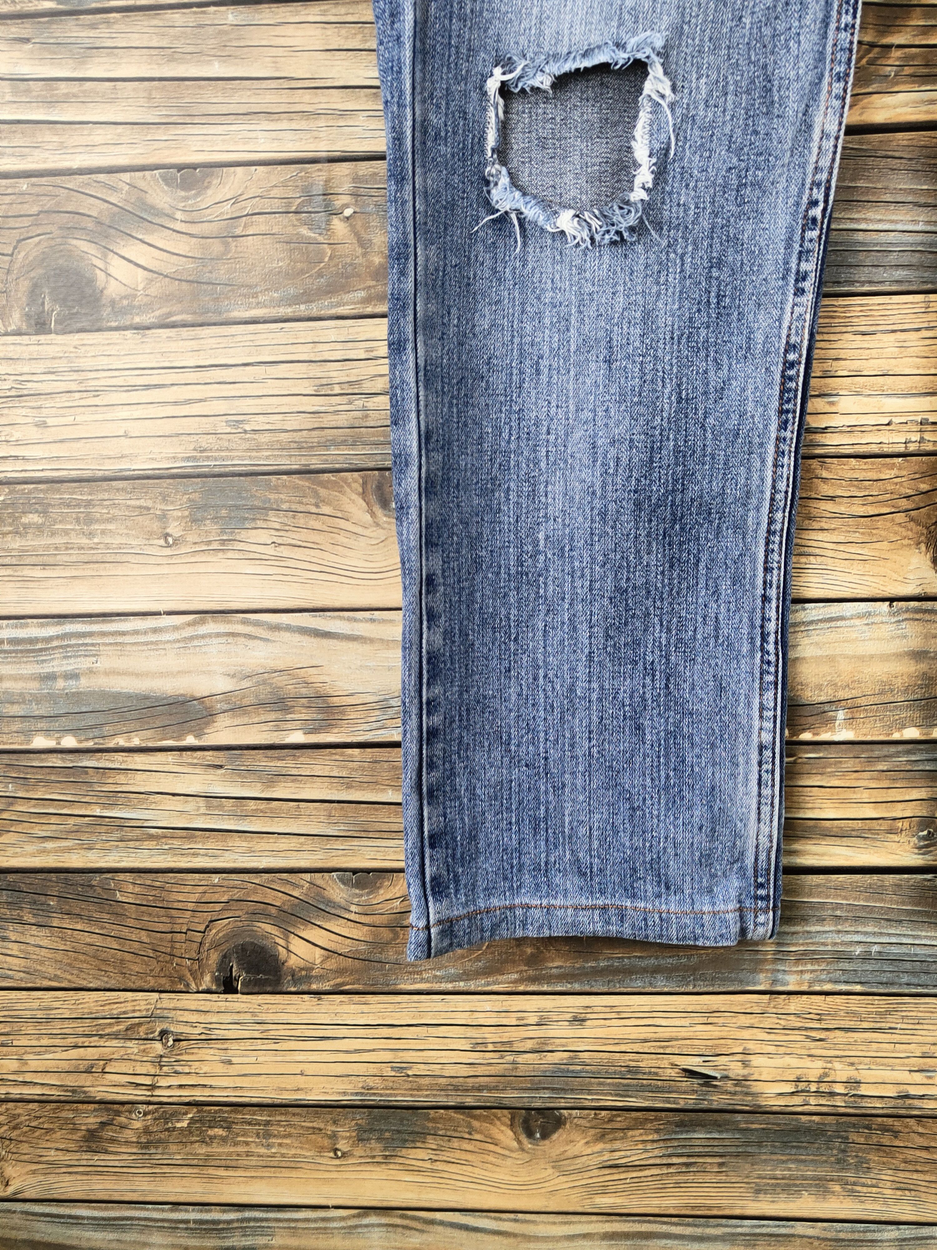 Japanese Brand DL Nylaus Blue Distressed Ripped Jeans #46-104 Size US 32 / EU 48 - 4 Thumbnail