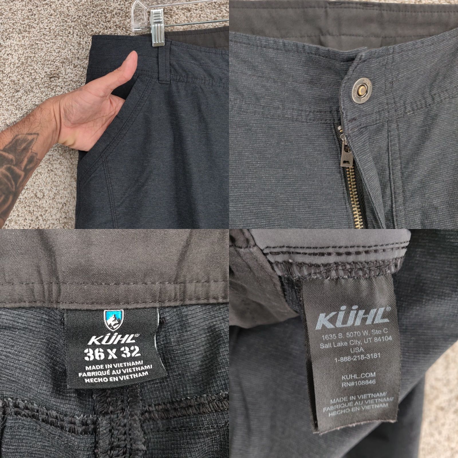 Vintage Kuhl Deceptr Pants Mens 36x32 Gray Chino Stretch Nylon Polyester Spandex Canvas 5-Pocket Regular Size US 36 / EU 52 - 8 Thumbnail