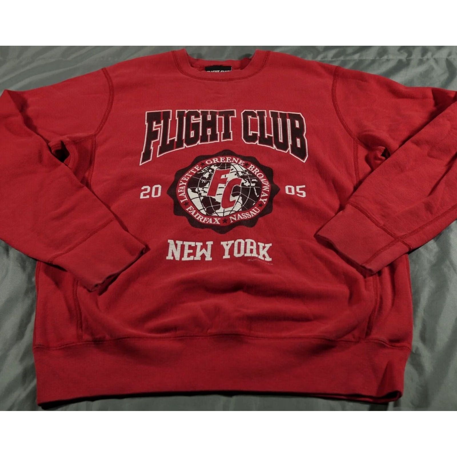Spell VINTAGE Flight Club Sweatshirt Mens M Red New York Spell Out Crest Pullover FC Size US M / EU 48-50 / 2 - 2 Thumbnail