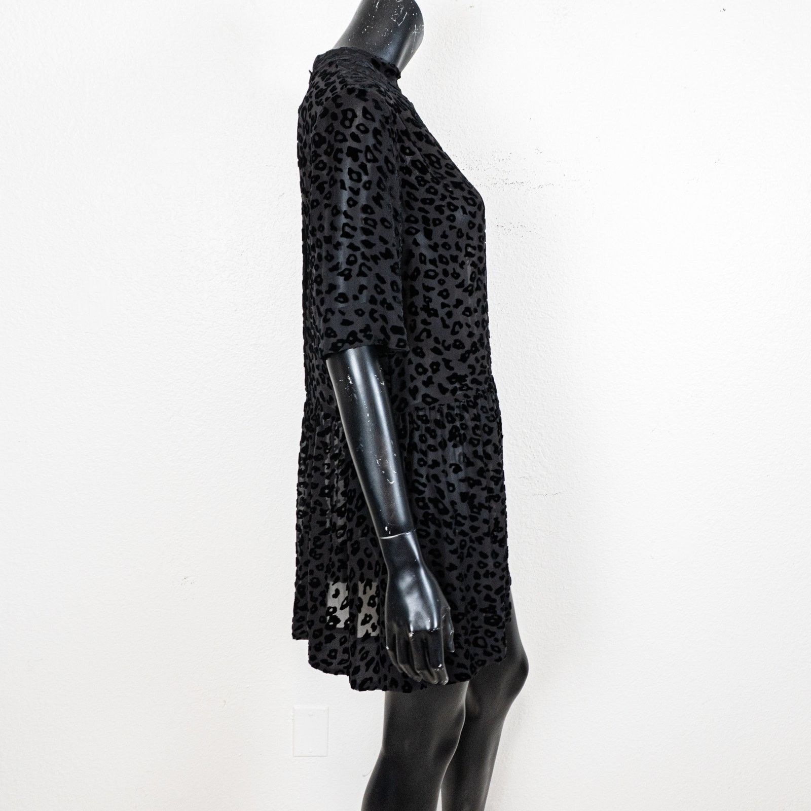 Rag & Bone Rag & Bone Gia Mini Dress Silk Blend Sheer Leopard Velvet XS Size XS / US 0-2 / IT 36-38 - 4 Thumbnail