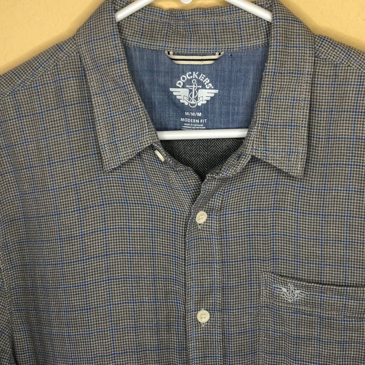 Dockers Dockers Doublecloth Button-up Cotton Shirt Gray Blue Medium Size US M / EU 48-50 / 2 - 5 Thumbnail