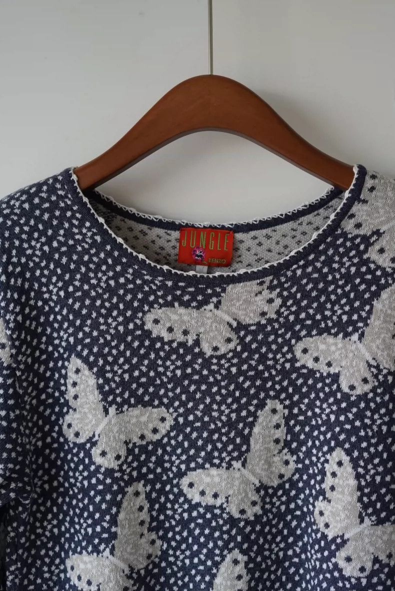 Kenzo KENZO 1980s butterfly white polka dot blue knit sweater Size M / US 6-8 / IT 42-44 - 4 Thumbnail
