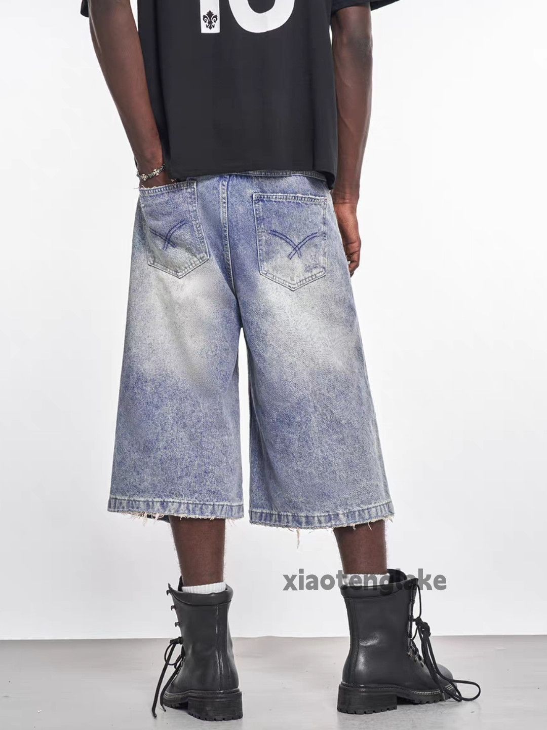 Vintage Unisex ripped damaged punk grunge flared hiphop shorts Size US 32 / EU 48 - 4 Thumbnail
