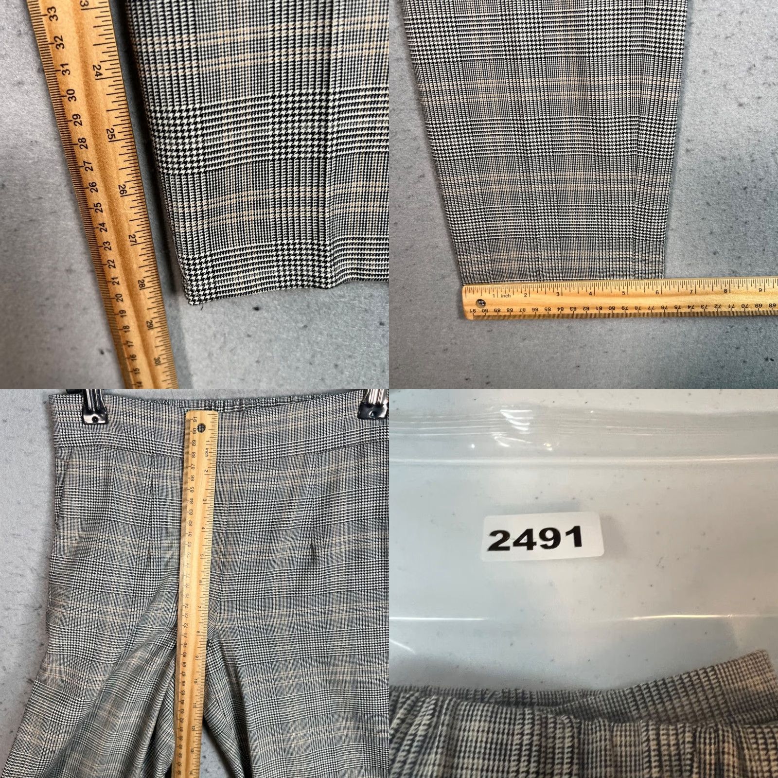 Vintage Babaton Womens Plaid High-Waisted Trousers Elastic Waist Size 0 Gray Dress Pants Womens Size ONE SIZE - 8 Thumbnail