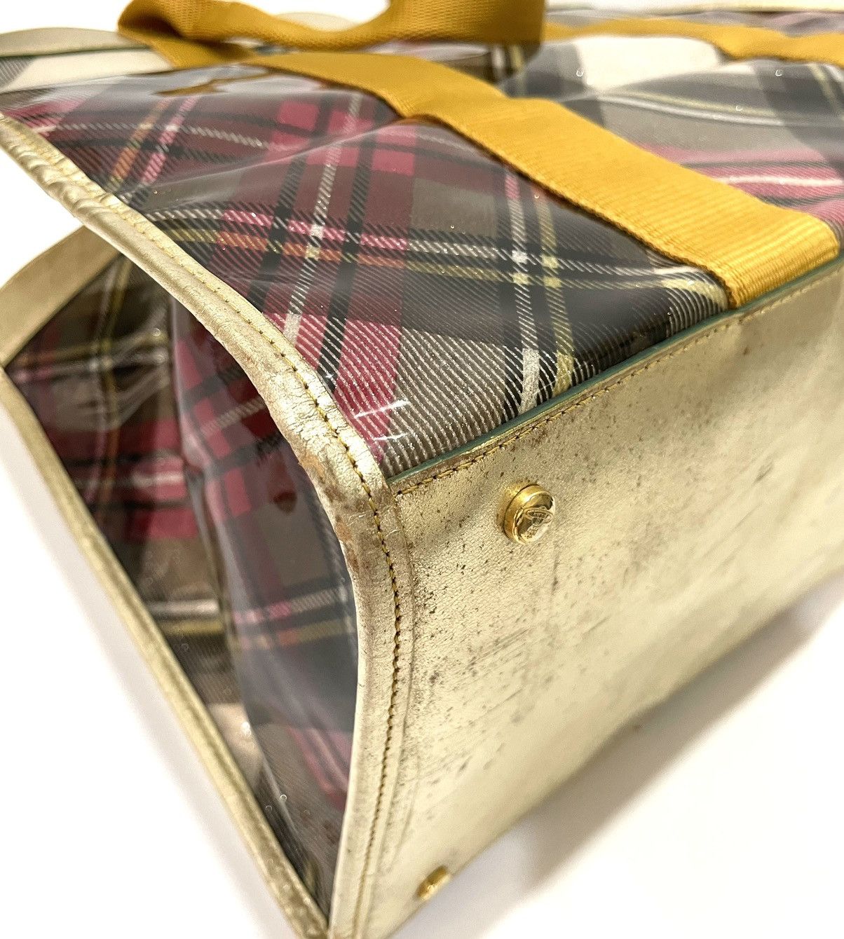 Vivienne Westwood Tartan PVC Tote with Matching Pouch – Gold Trim Size ONE SIZE - 24 Thumbnail