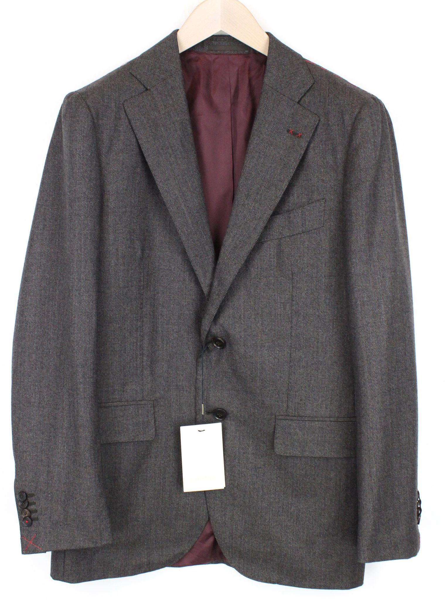 image of Suitsupply La Spalla Uk40R Brown Birdseye Check Wool Cashmere 67691, Men's
