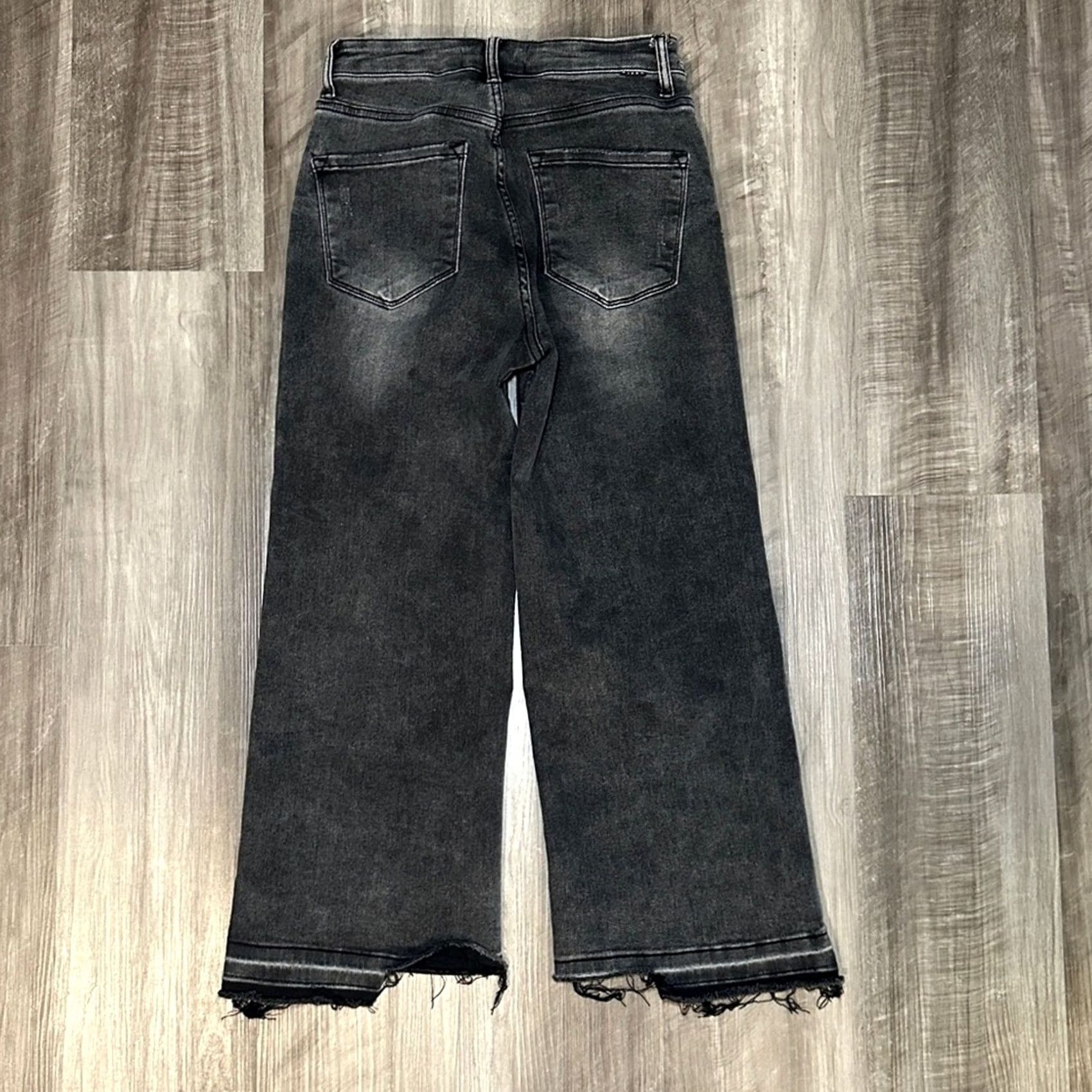 Vintage Risen Jeans High Rise Crop Wide Leg Raw Step Hem 26 Size 26" / US 2 / IT 38 - 2 Thumbnail