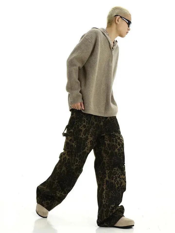 Japanese Brand Retro Leopard Print Baggy Wide Leg Casual Jeans Trousers Size US 32 / EU 48 - 3 Thumbnail