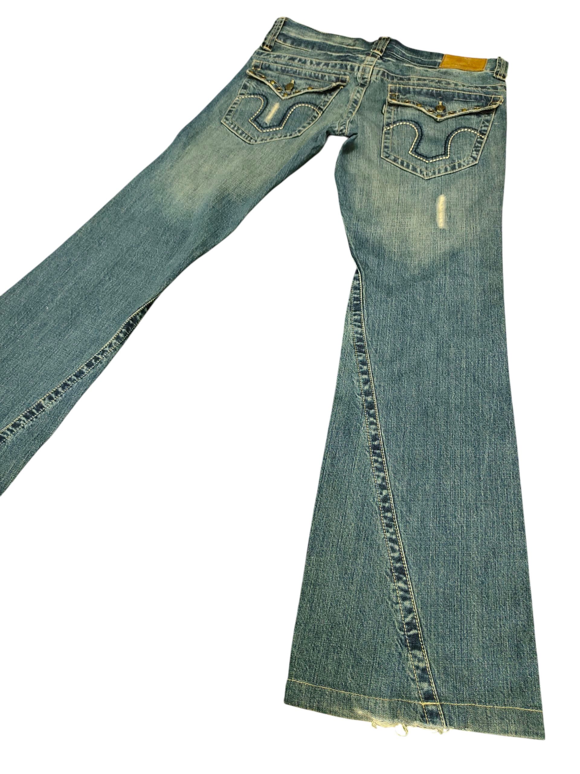 Tornado Mart Flare Jeans Tornado Mart Studded Embroider Distress Bootcut Size US 33 - 1 Thumbnail
