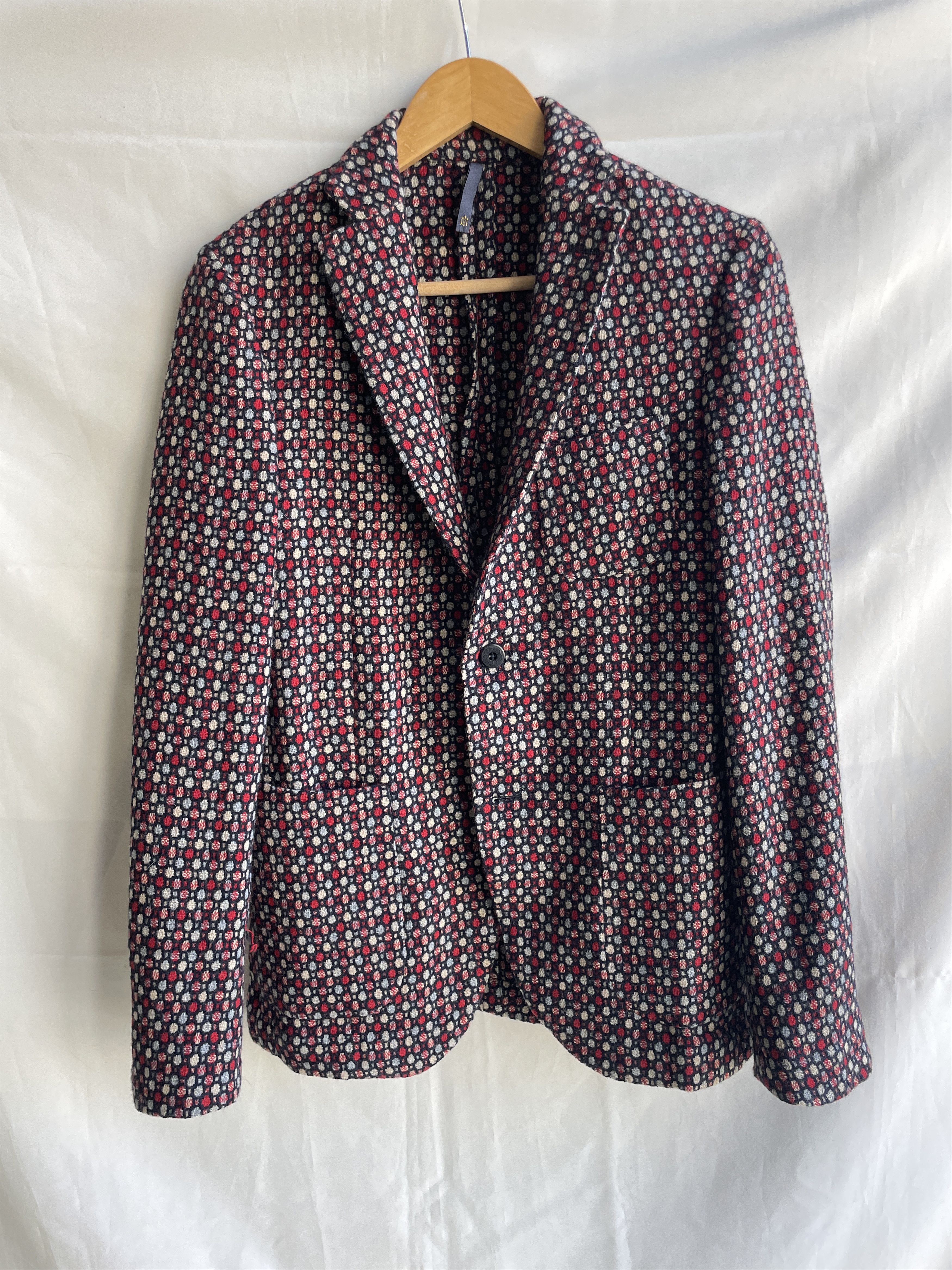 Slowear Montedoro Wool Blend Unstructured Textured Geometric Blazer Size 34R - 1 Thumbnail