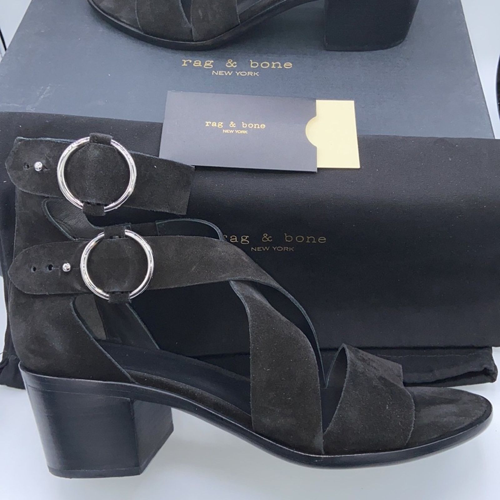 Rag & Bone NEW! rag & bone MARI Black Suede Block Heels Sandals 41/11 Size US 11 / IT 41 - 3 Thumbnail