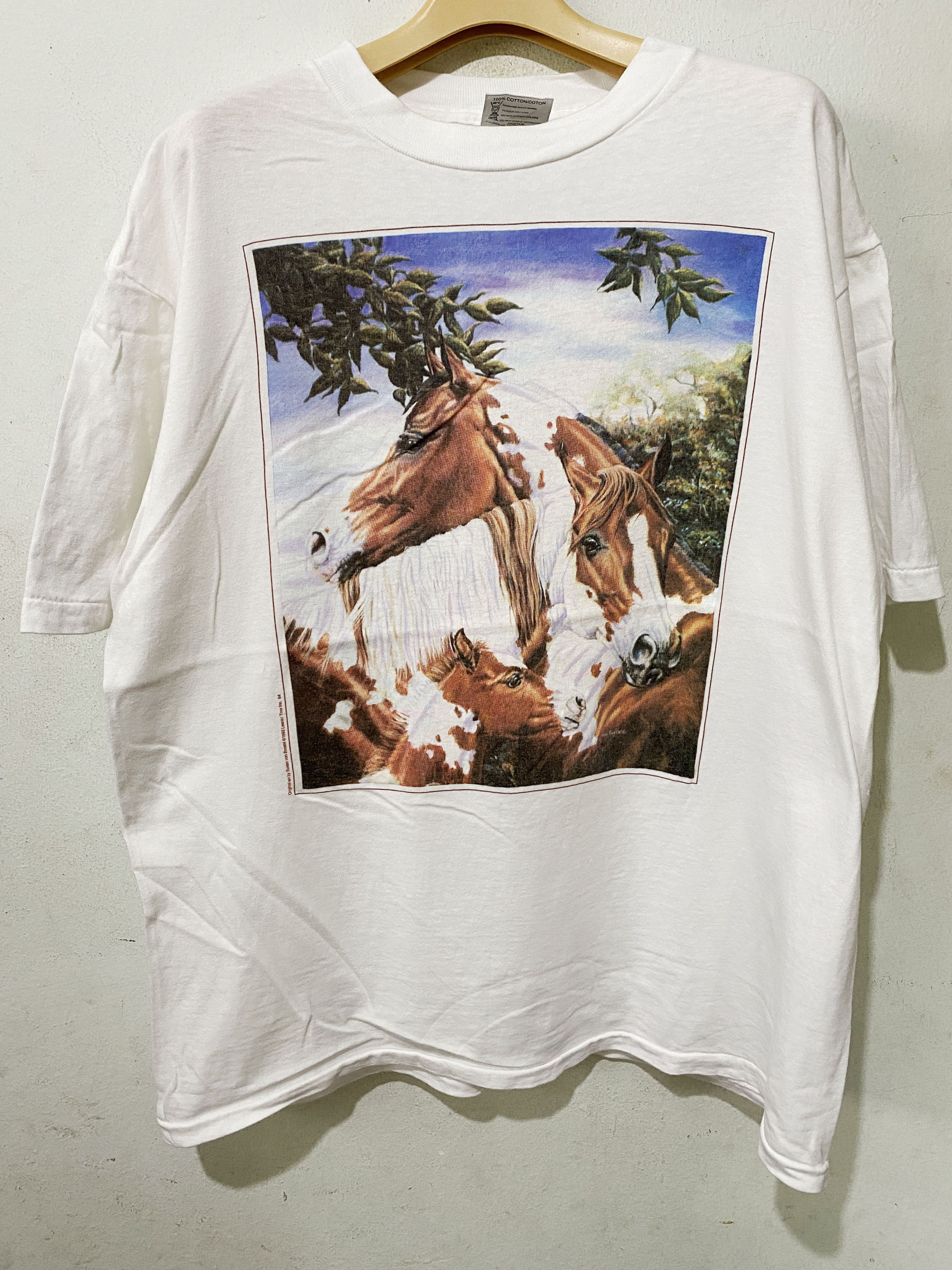 image of Animal Tee x Art Vintage 1993 Susan Von Borstel, Horse Shirt in White, Men's (Size Large)