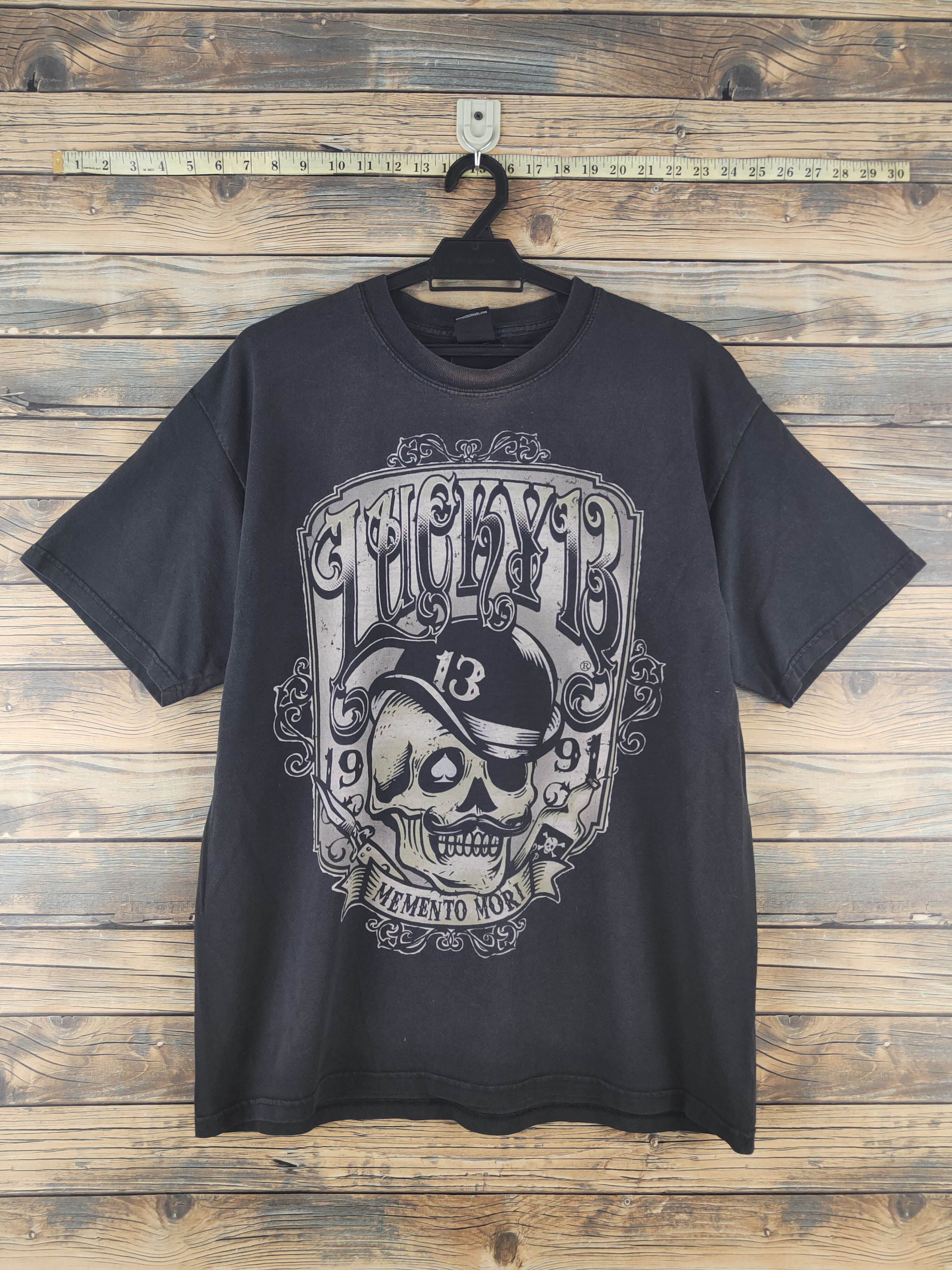 Japanese Brand Lucky 13 skull Black Short Sleeve T-shirts #S2862 Size US L / EU 52-54 / 3 - 1 Thumbnail