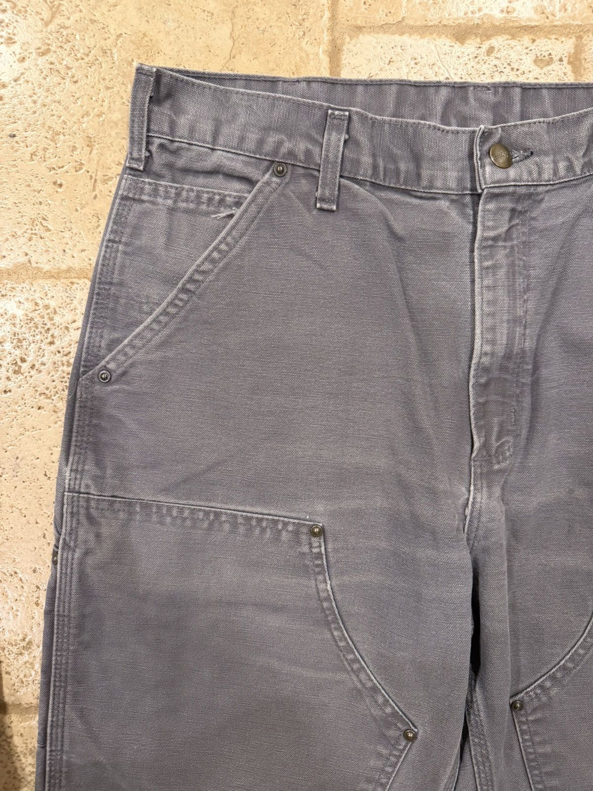 Carhartt Vintage Carhartt Carpenter Double Knees Distress Grey Pants Size US 33 - 4 Thumbnail