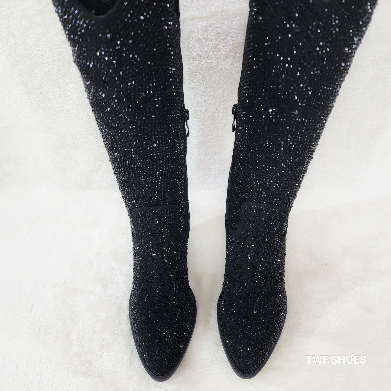 Other Wild One Glamour Black Rhinestone Glam Glitter Country Weste Size US 8.5 / IT 38.5 - 6 Thumbnail