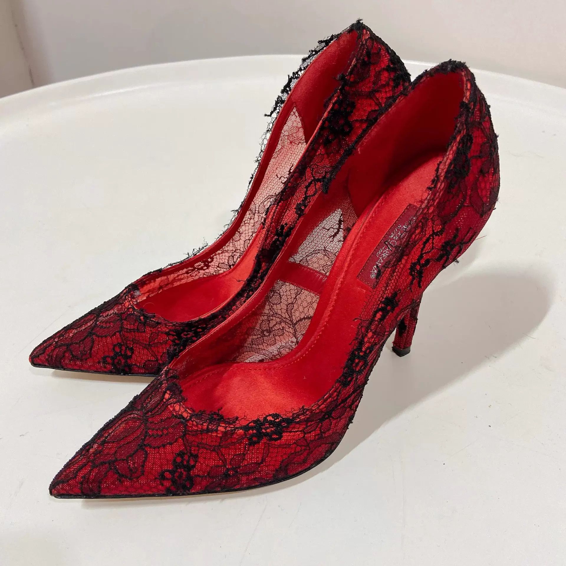 Dolce & Gabbana Dolce&Gabbana red lace high heels size 37 Size US 6.5 / IT 36.5 - 1 Thumbnail