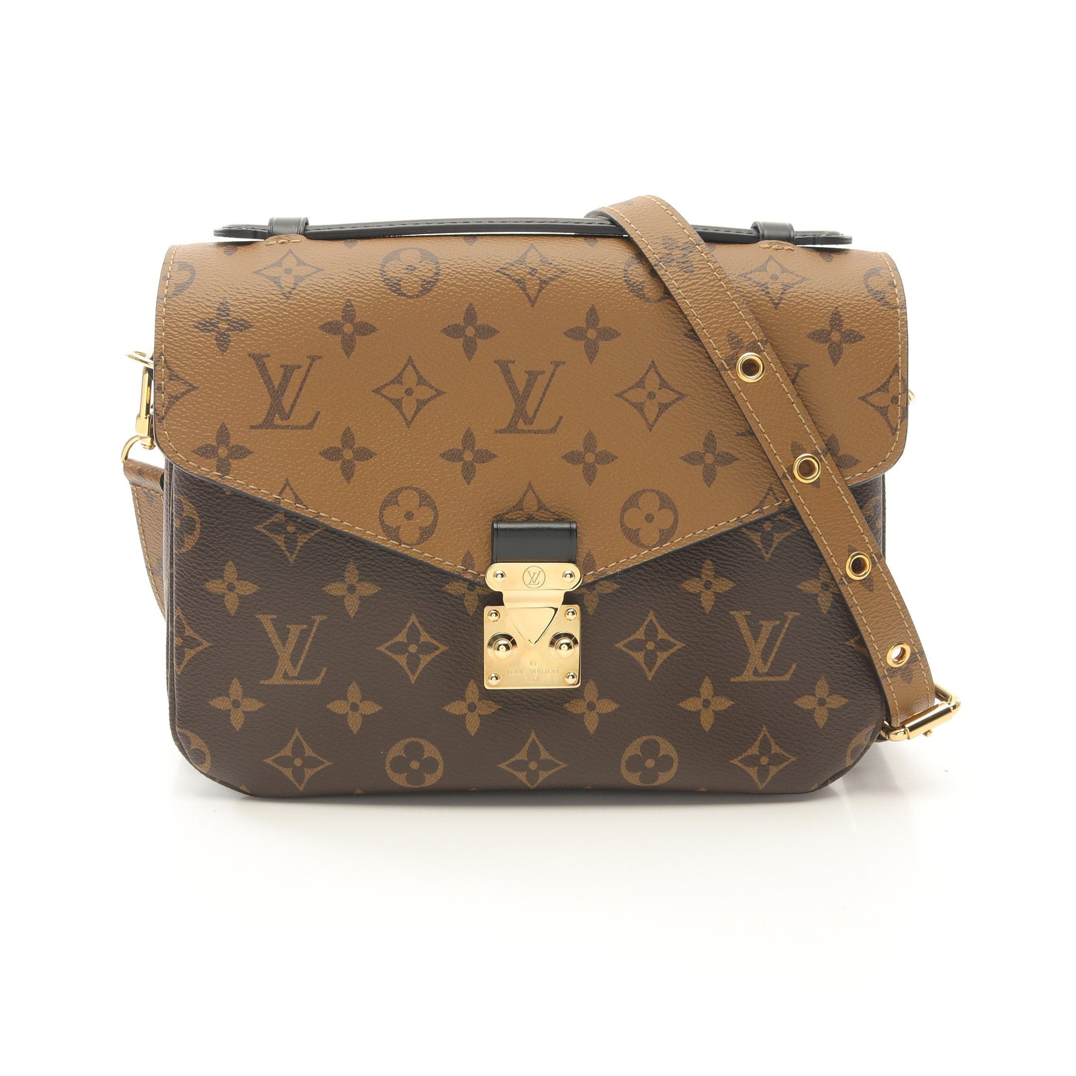 Louis Vuitton Pochette Metis Mm Monogram Reverse Handbag Leather Brown Black