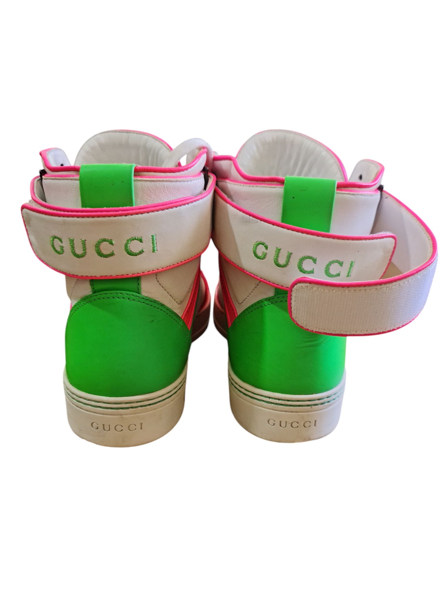 Gucci Gucci High-Top Leather Neon Sneakers Size 9G (US 10) Size US 10 / EU 43 - 8 Thumbnail