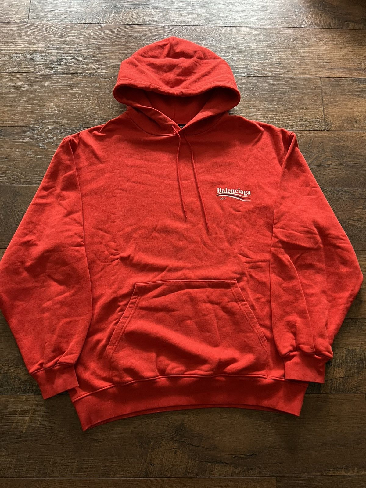 image of Balenciaga Campaign Hoodie Red, Men's (Size Small)