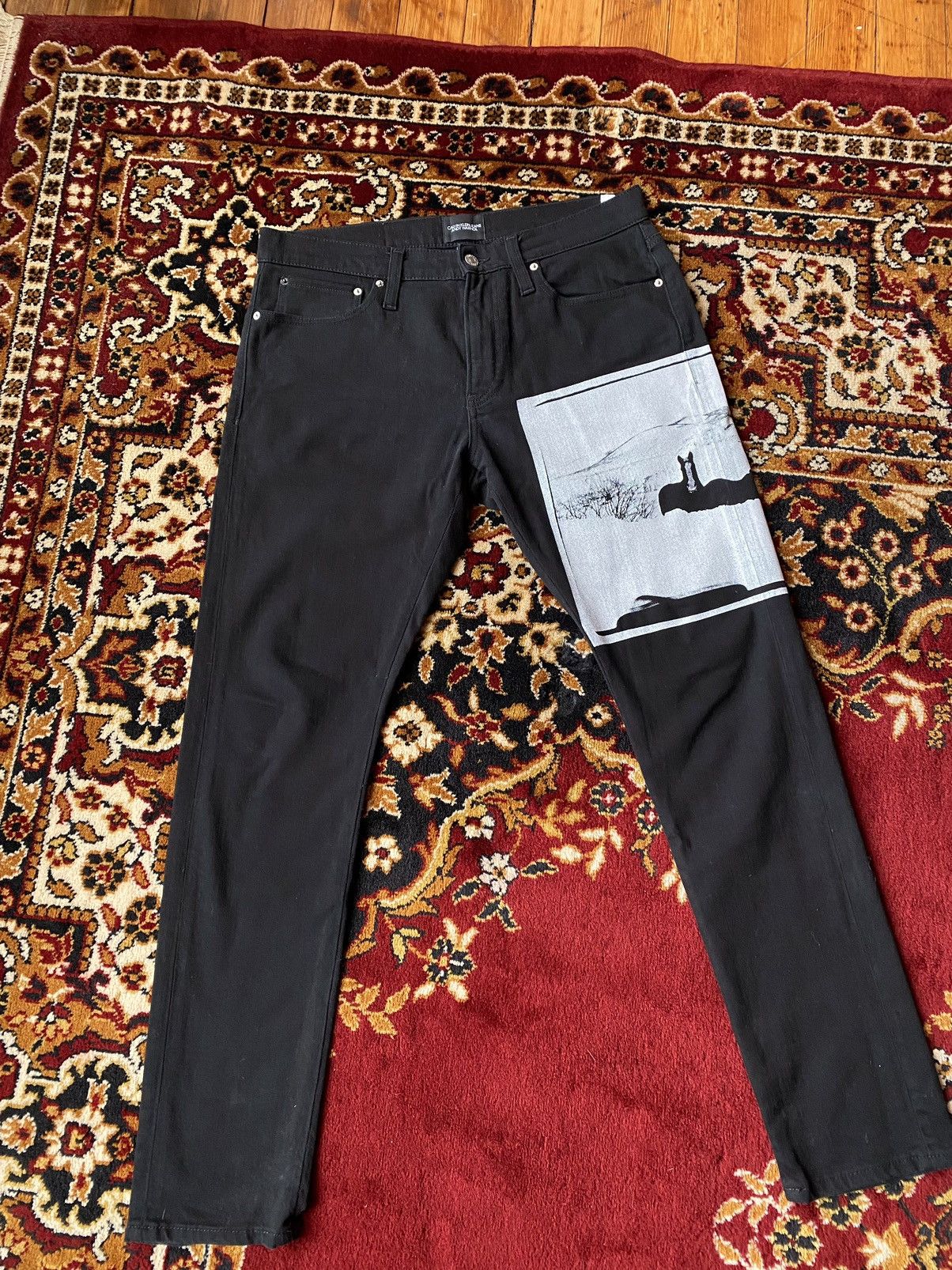 image of Andy Warhol Horse Paint Denim (2018) in Black, Men's (Size 32)