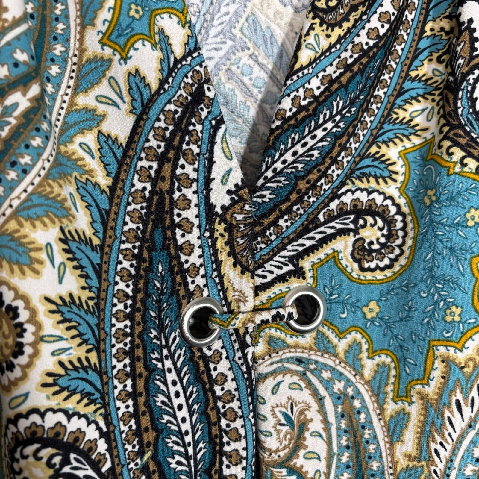 Other Ellen Weaver Turquoise Paisley Old Money Classic Blouse Size XXL / US 16-18 / IT 52-54 - 4 Thumbnail