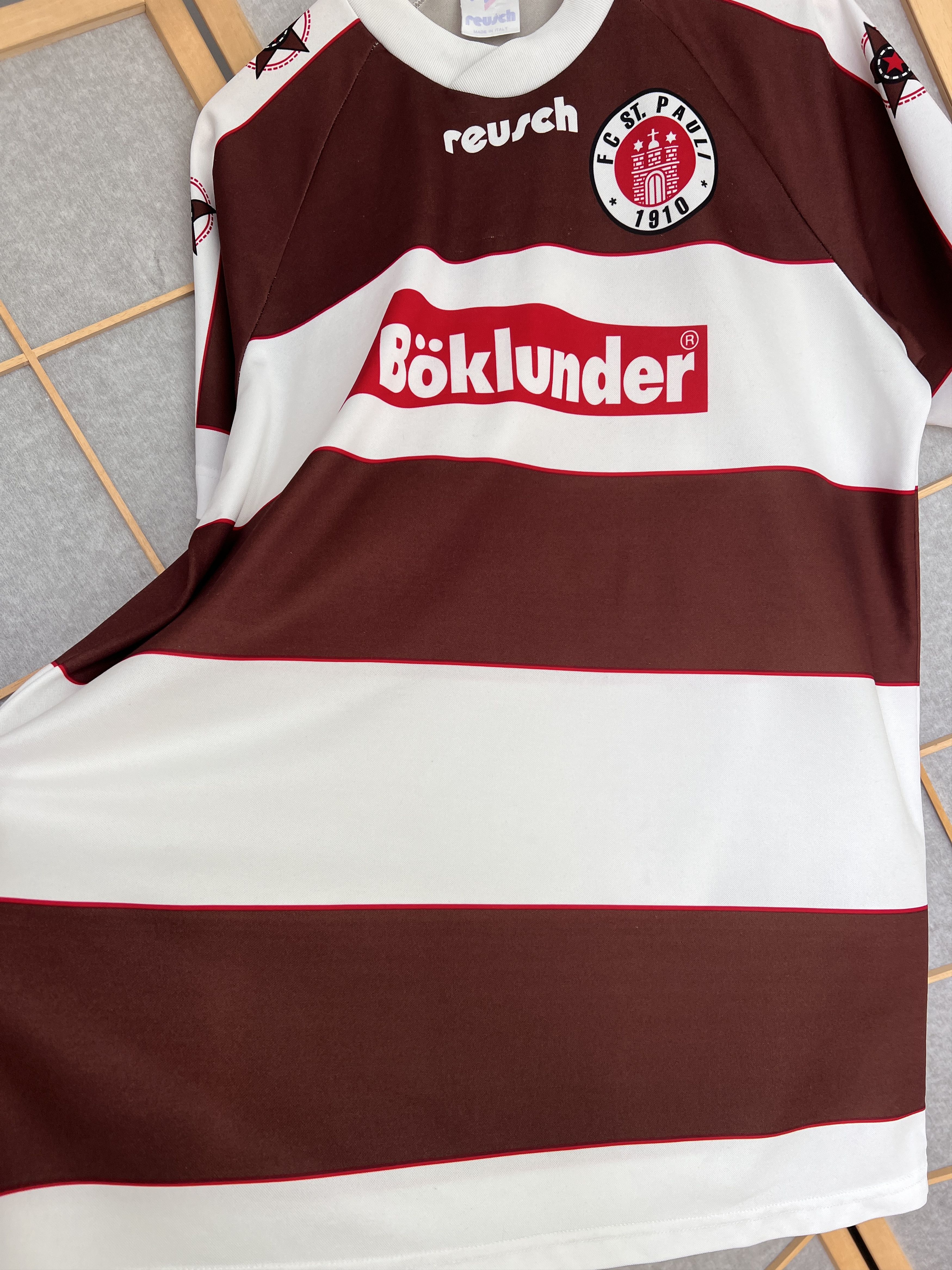 Other Rare! FC ST Pauli 1995 home striped football jersey reusch Size US XL / EU 56 / 4 - 11 Thumbnail