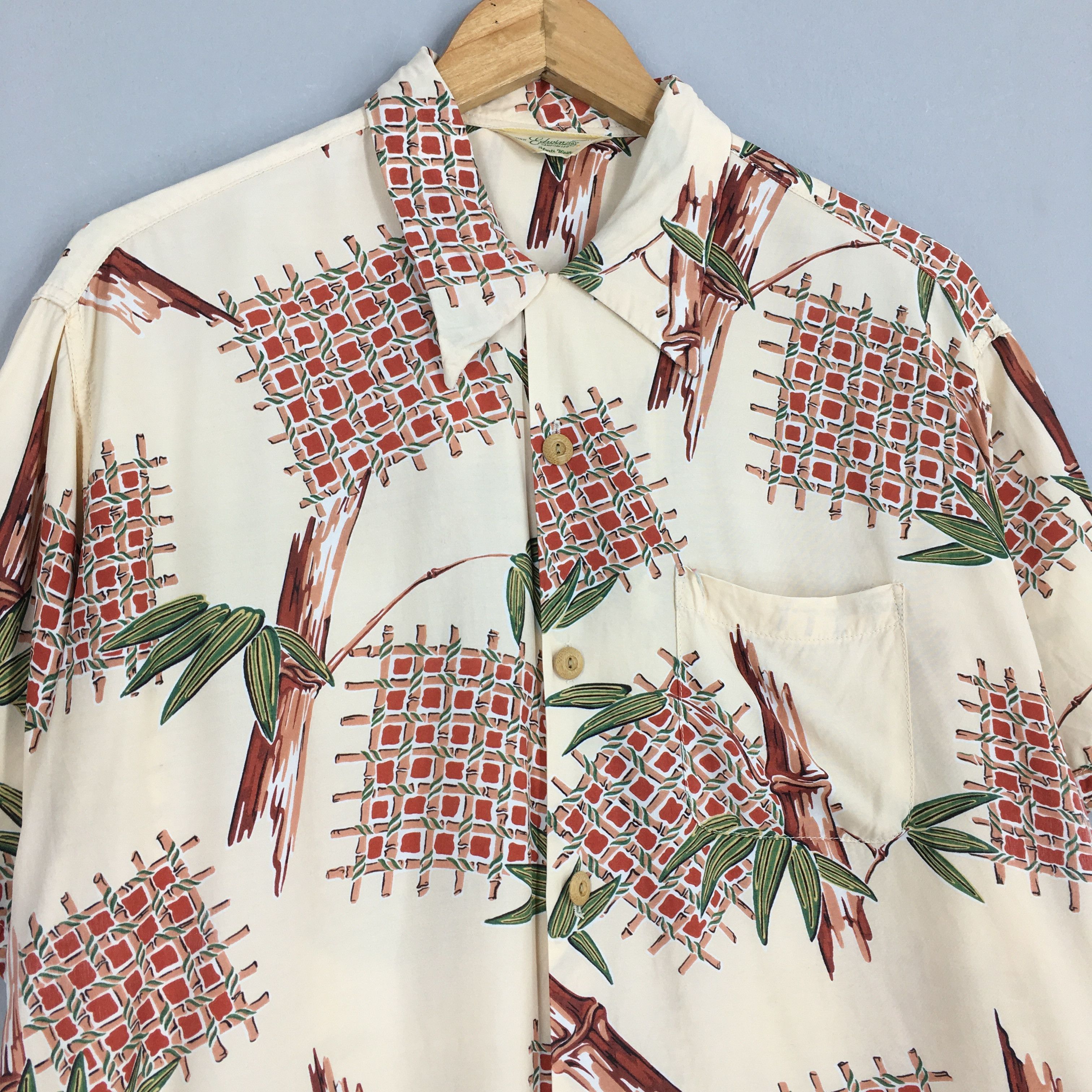 Edwin Vintage 90s Edwin Hawaiian Aloha Bamboo Rayon Shirt XLarge Size US XL / EU 56 / 4 - 3 Thumbnail