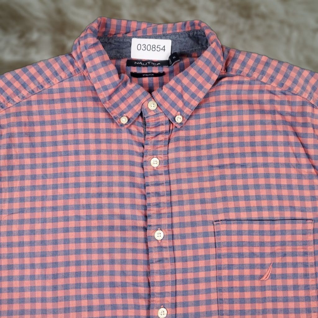 Nautica Nautica Casual Button-Up Shirt Mens Large Blue Check Short Sleeve Classic Preppy Size US L / EU 52-54 / 3 - 1 Thumbnail
