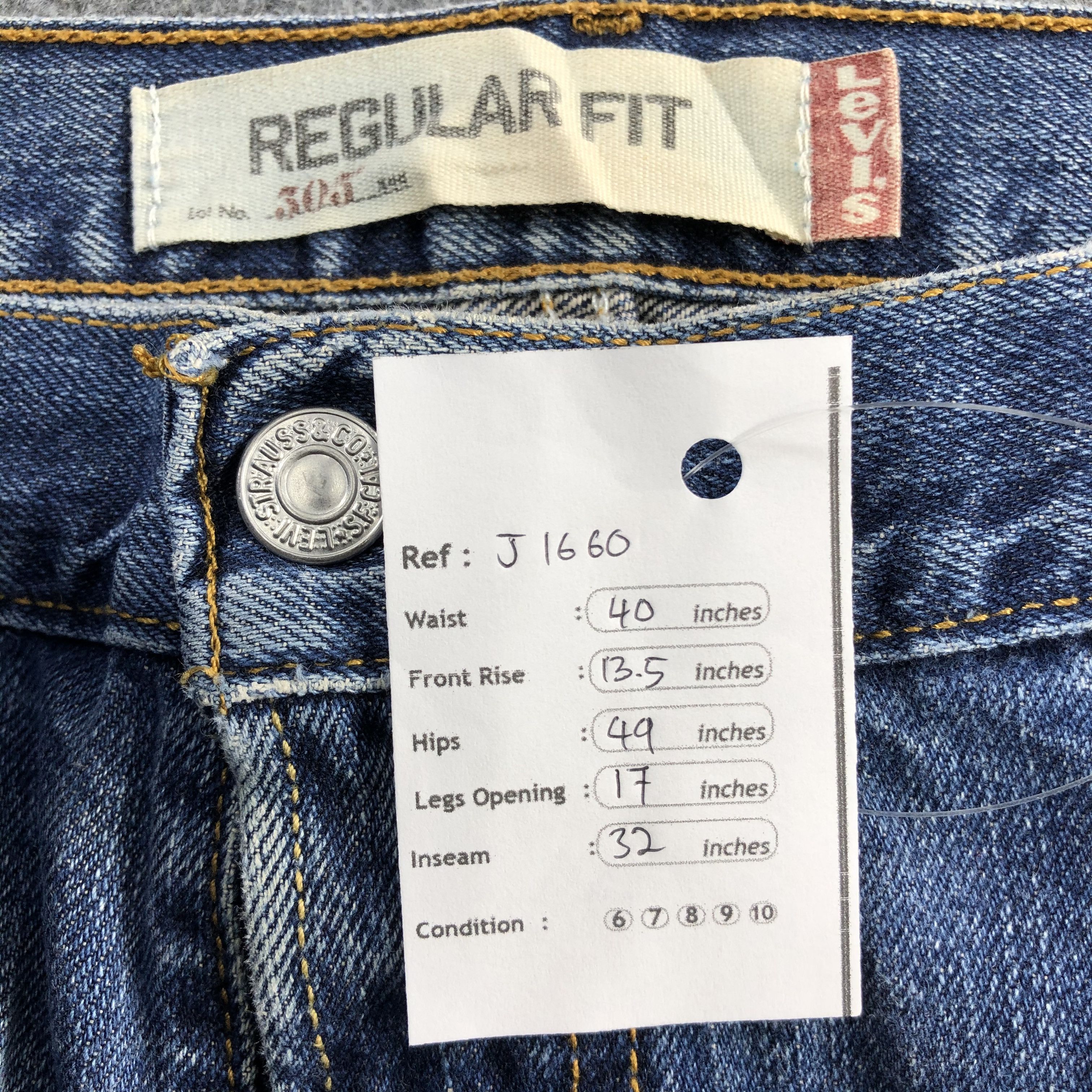 Levi's Vintage Blue Wash Levis 505 Jeans-J1660 Size US 40 / EU 56 - 13 Thumbnail