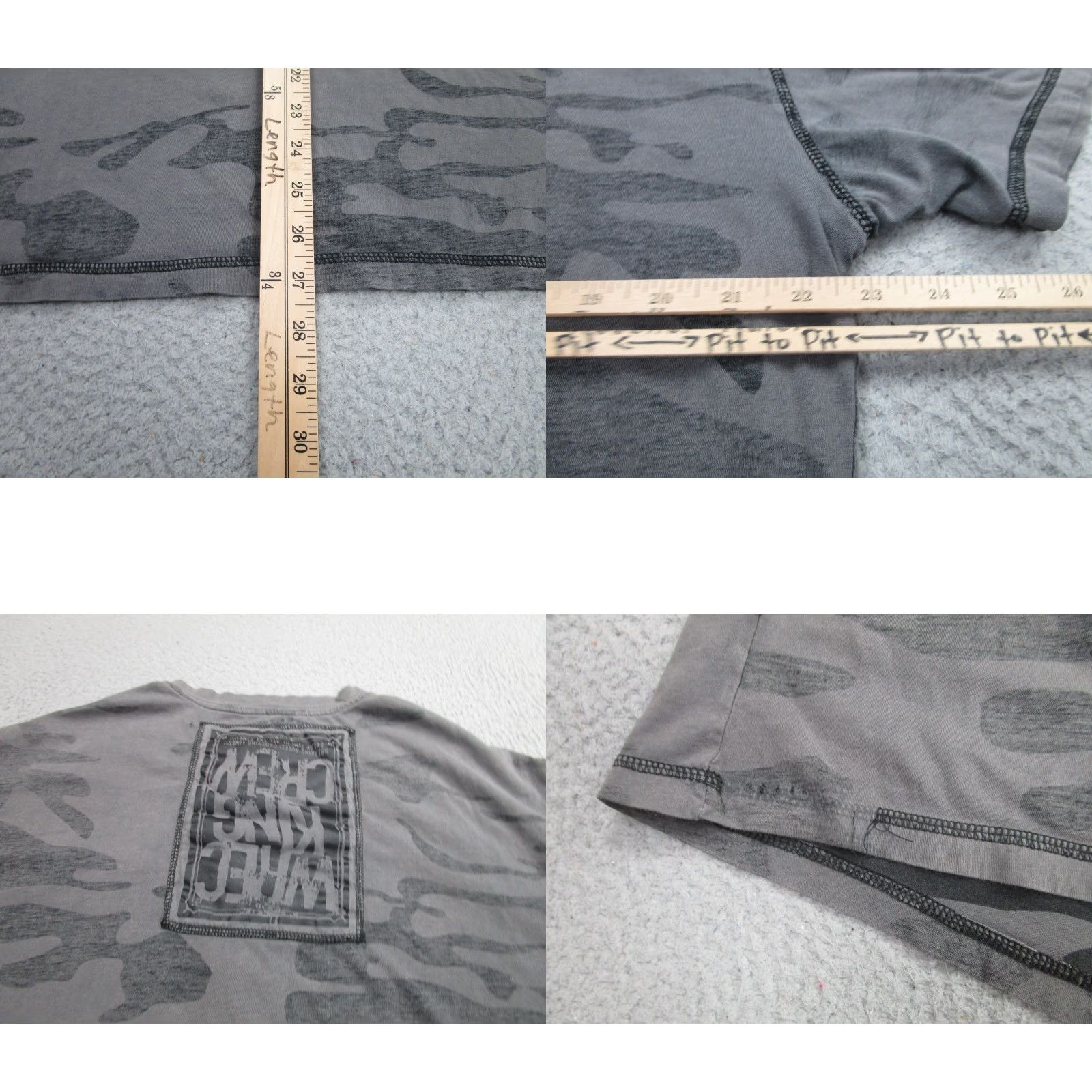 Vintage Artful Dodger T-Shirt Mens XL Gray Camouflage Henley Pocket Distressed Streetwear Size US XL / EU 56 / 4 - 8 Thumbnail