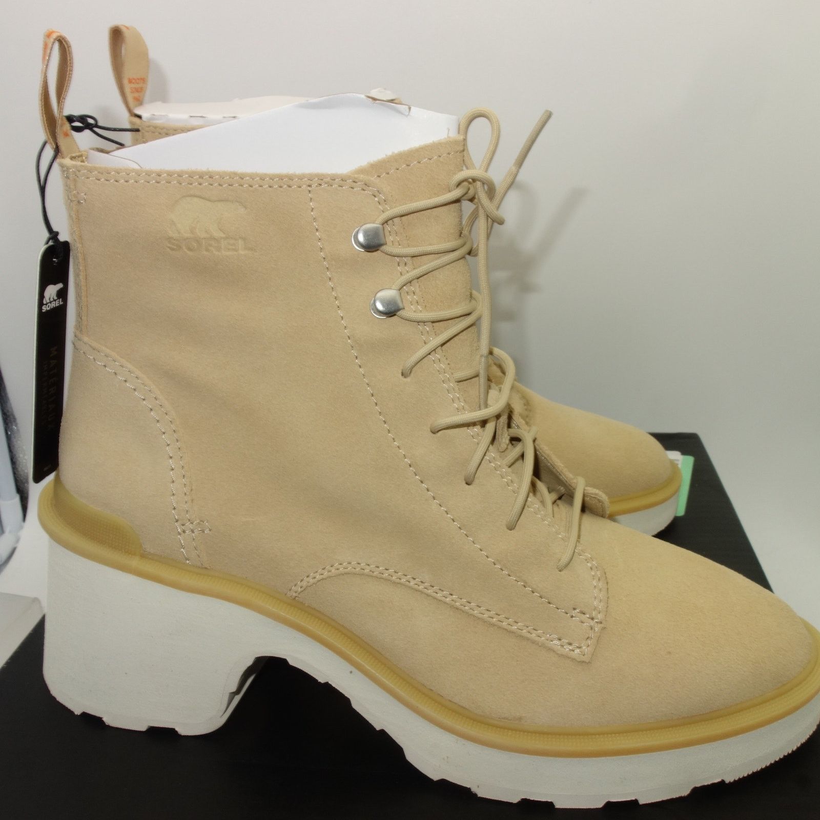 NEW Sorel Hi Line Lace Boots Bleached Ceramic Buff Tan