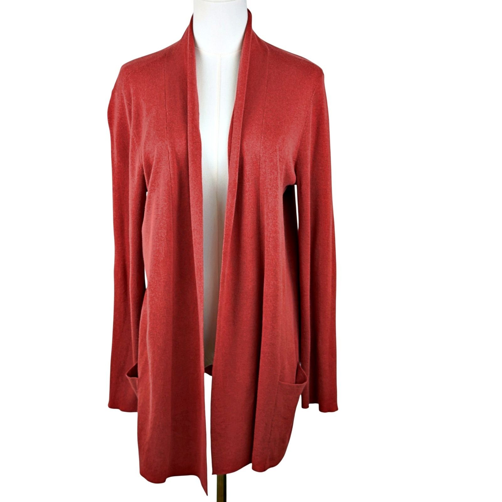 Eileen Fisher EILEEN FISHER Orange Silk Org Cotton Open Front Cardigan Size M / US 6-8 / IT 42-44 - 1 Thumbnail