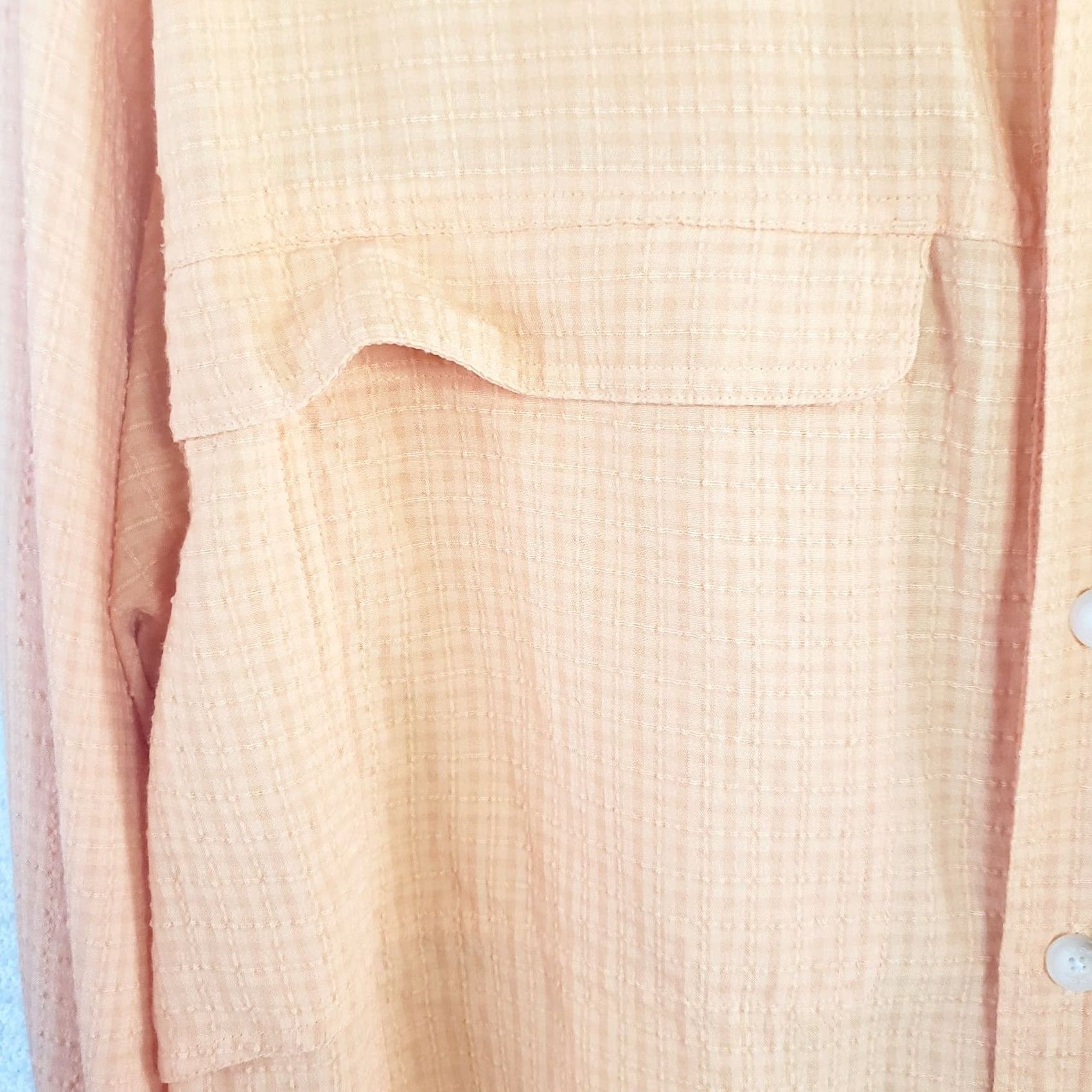 ExOfficio Exofficio Shirt Men M Orange Seersucker Long Sleeve Poly Rayon Fishing Vented Size US M / EU 48-50 / 2 - 5 Thumbnail