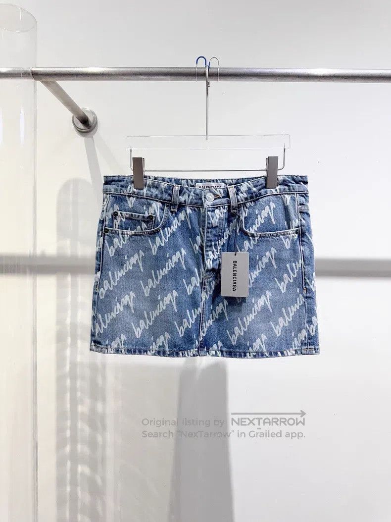 Balenciaga Balenciaga Barrage logo denim skirt Size 26" / US 2 / IT 38 - 1 Thumbnail