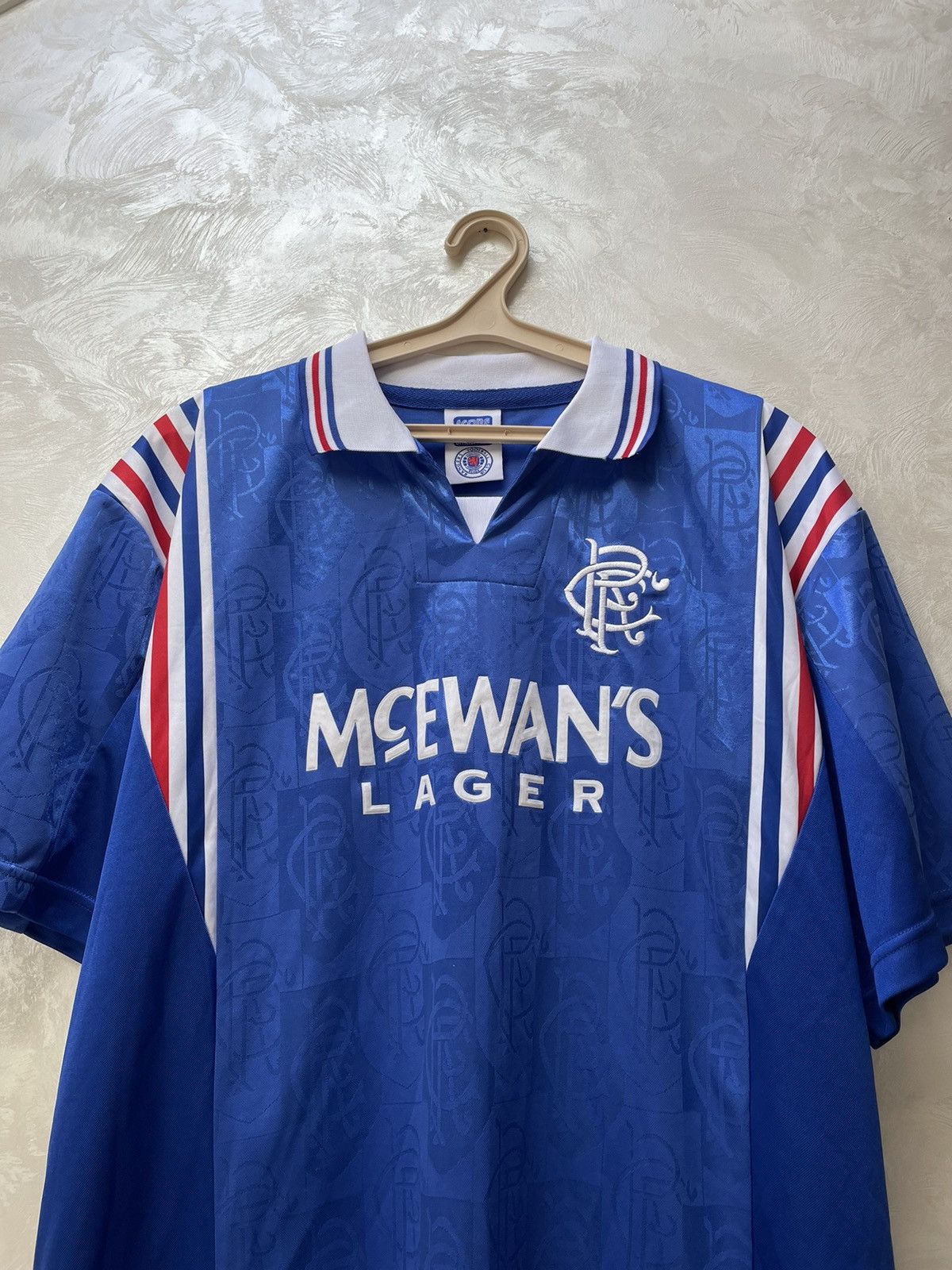 Vintage Glasgow Rangers Score Draw 1996/97 Home Jersey Blokecore Size US XL / EU 56 / 4 - 2 Thumbnail