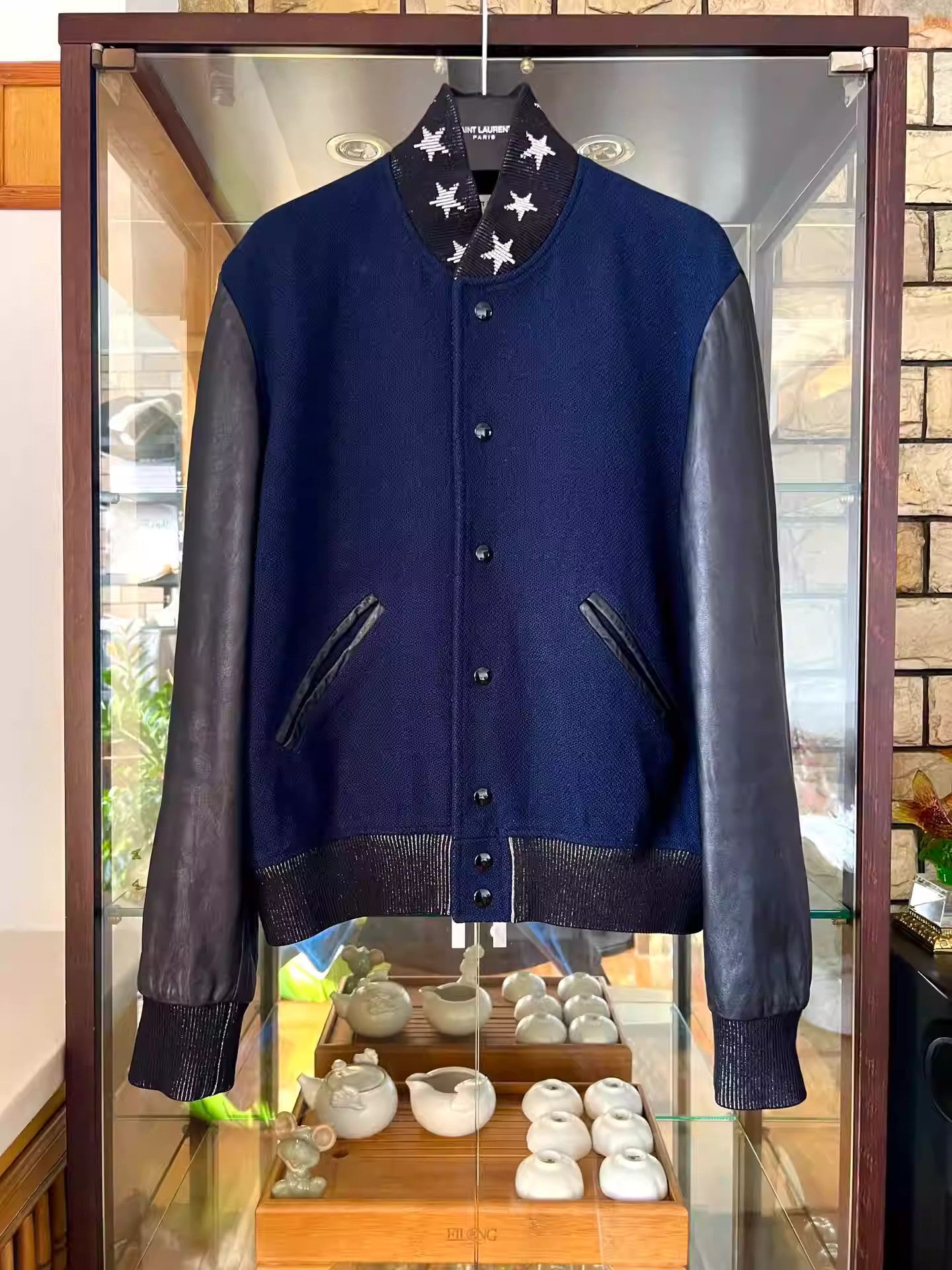 Saint Laurent Paris Saint Laurent Wool Patchwork Baseball Jacket Size US M / EU 48-50 / 2 - 1 Thumbnail