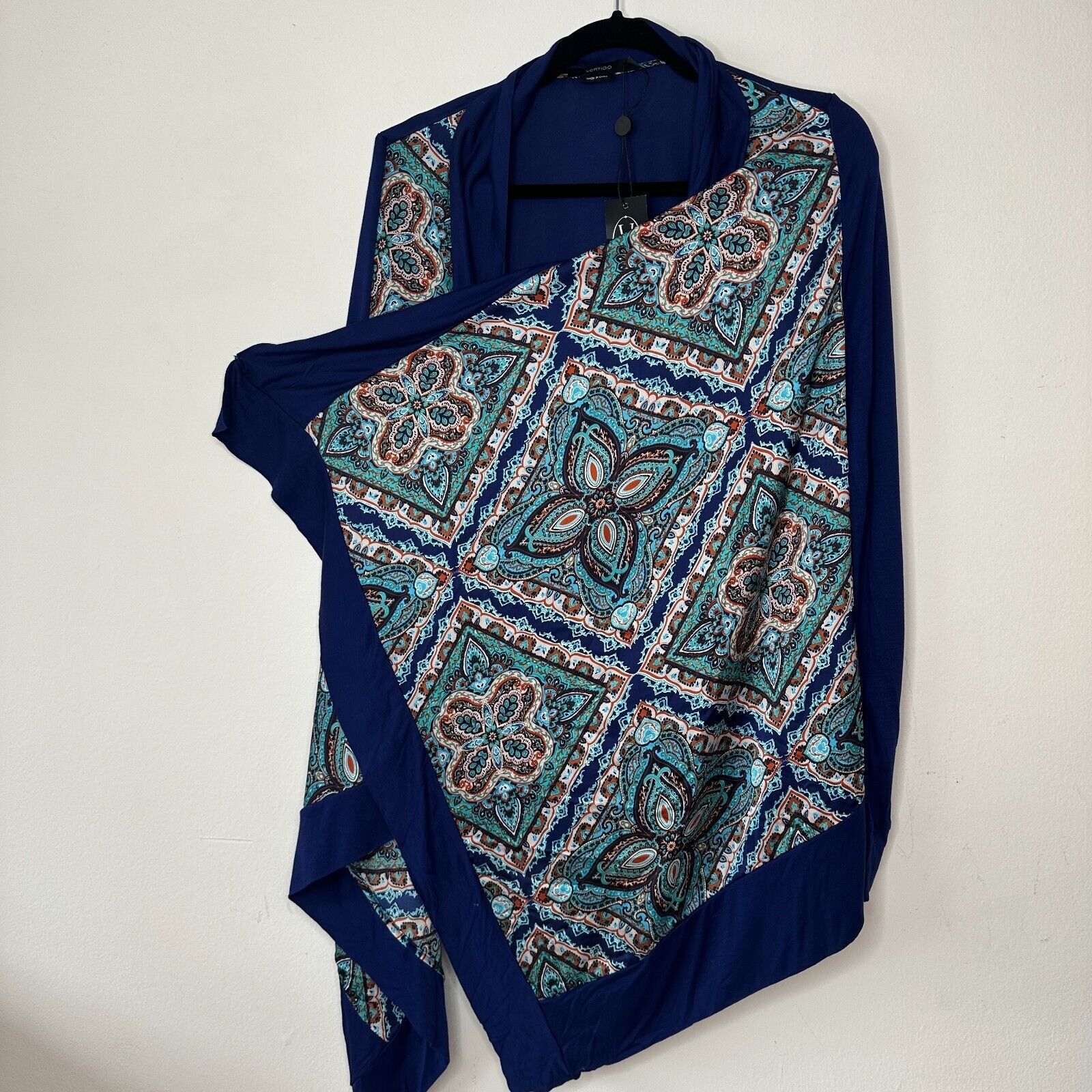 Other Vertigo Satin High Low Paisley Royal Blue Drape Cardigan S Size S / US 4 / IT 40 - 4 Thumbnail