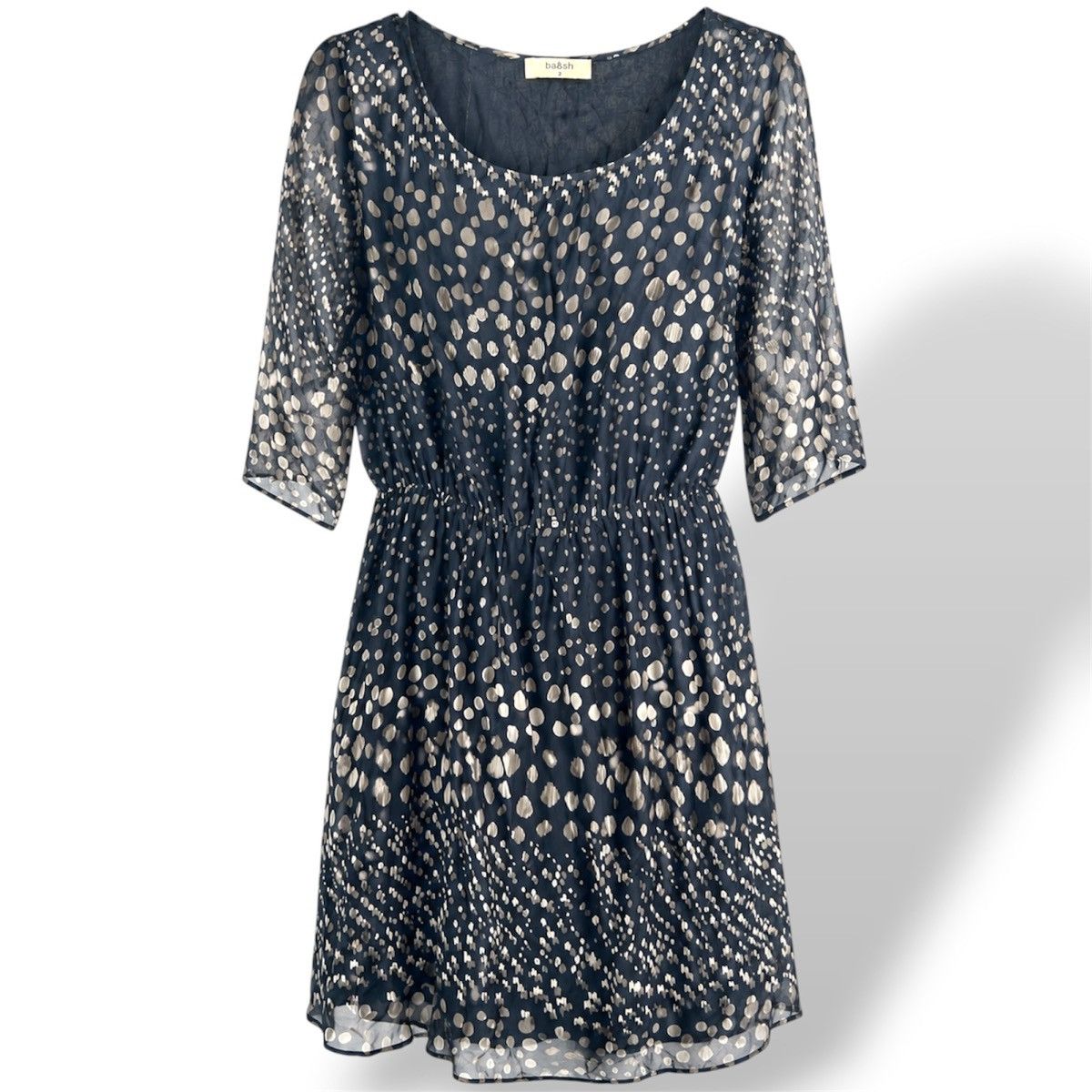 ba&sh BA&SH IANIS FLOATY POLKA DOT MINI DRESS BLACK WHITE VISCOSE Size S / US 4 / IT 40 - 1 Thumbnail