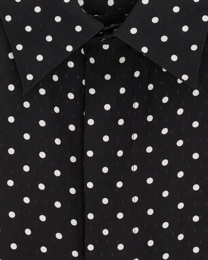 Saint Laurent Paris o1bcso1str0625 Shirt In Dotted Shiny in Black Size US XXL / EU 58 / 5 - 3 Thumbnail