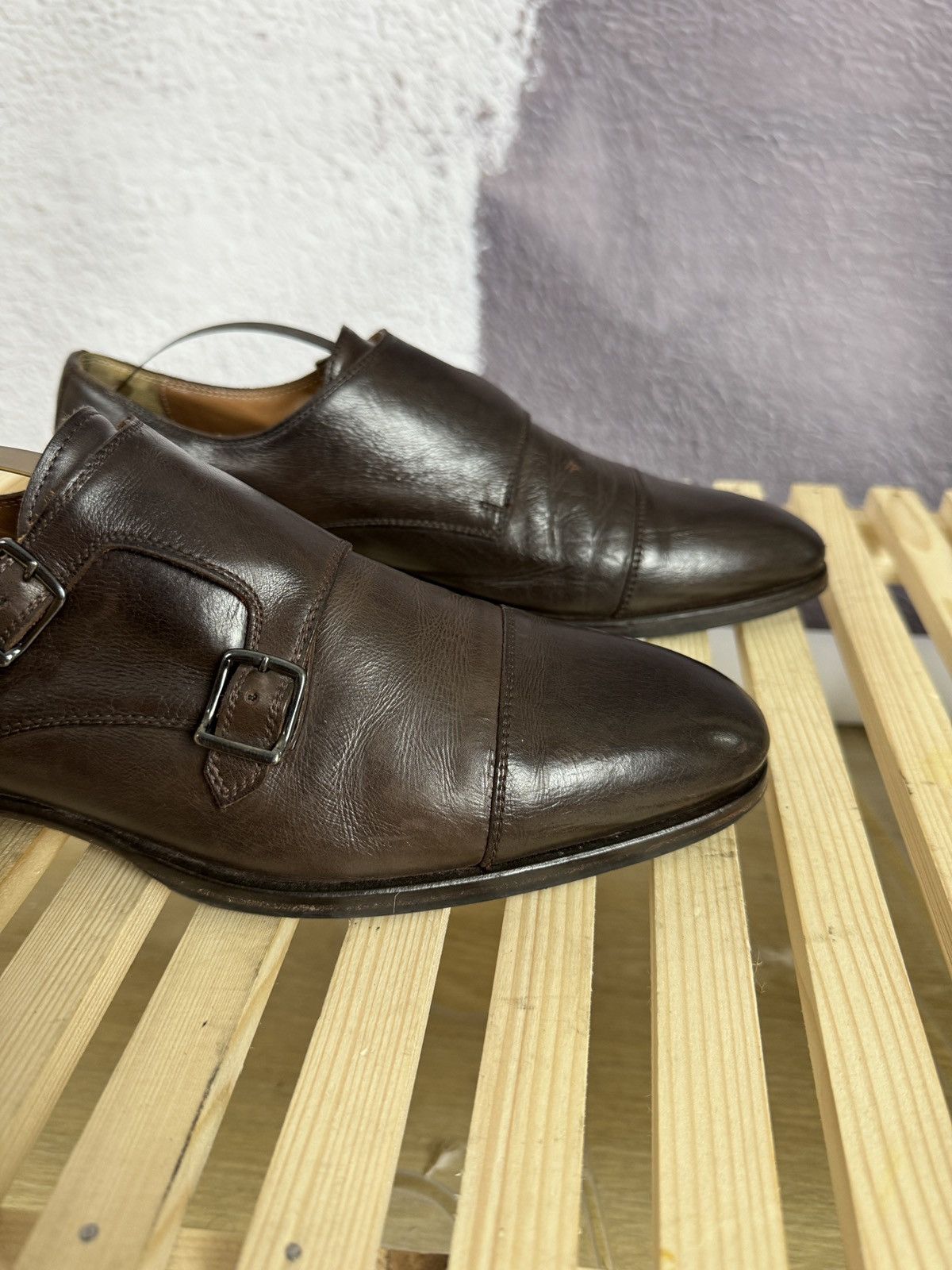 Genuine Leather Benci Broether Leather double monk brown casual shoes formal Size US 9.5 / EU 42-43 - 3 Thumbnail