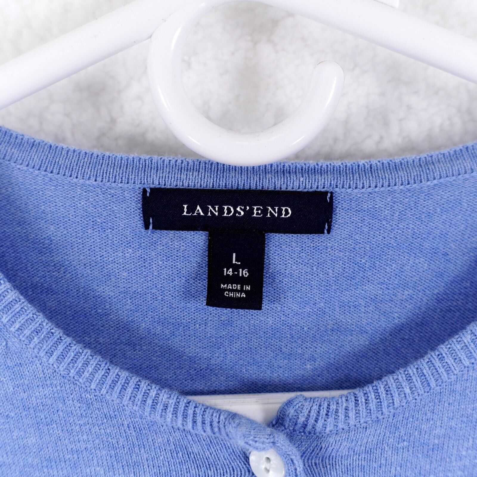 Lands' End Land's End Large Button Front Baby Blue Sweater Round Neck C Size L / US 10 / IT 46 - 4 Thumbnail