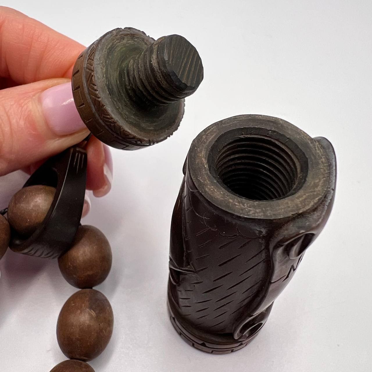 Vintage Vintage Hand Carved Ebonite 33 Beads Rosary Prison Art Size ONE SIZE - 8 Thumbnail