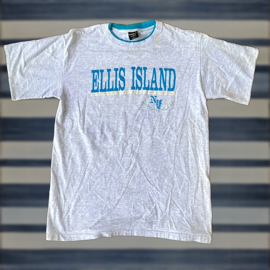 Vintage VINTAGE Ellis Island New York Single Stitched Souvenir Gray T Shirt XL Men Shirt Size US XL / EU 56 / 4 - 1 Thumbnail