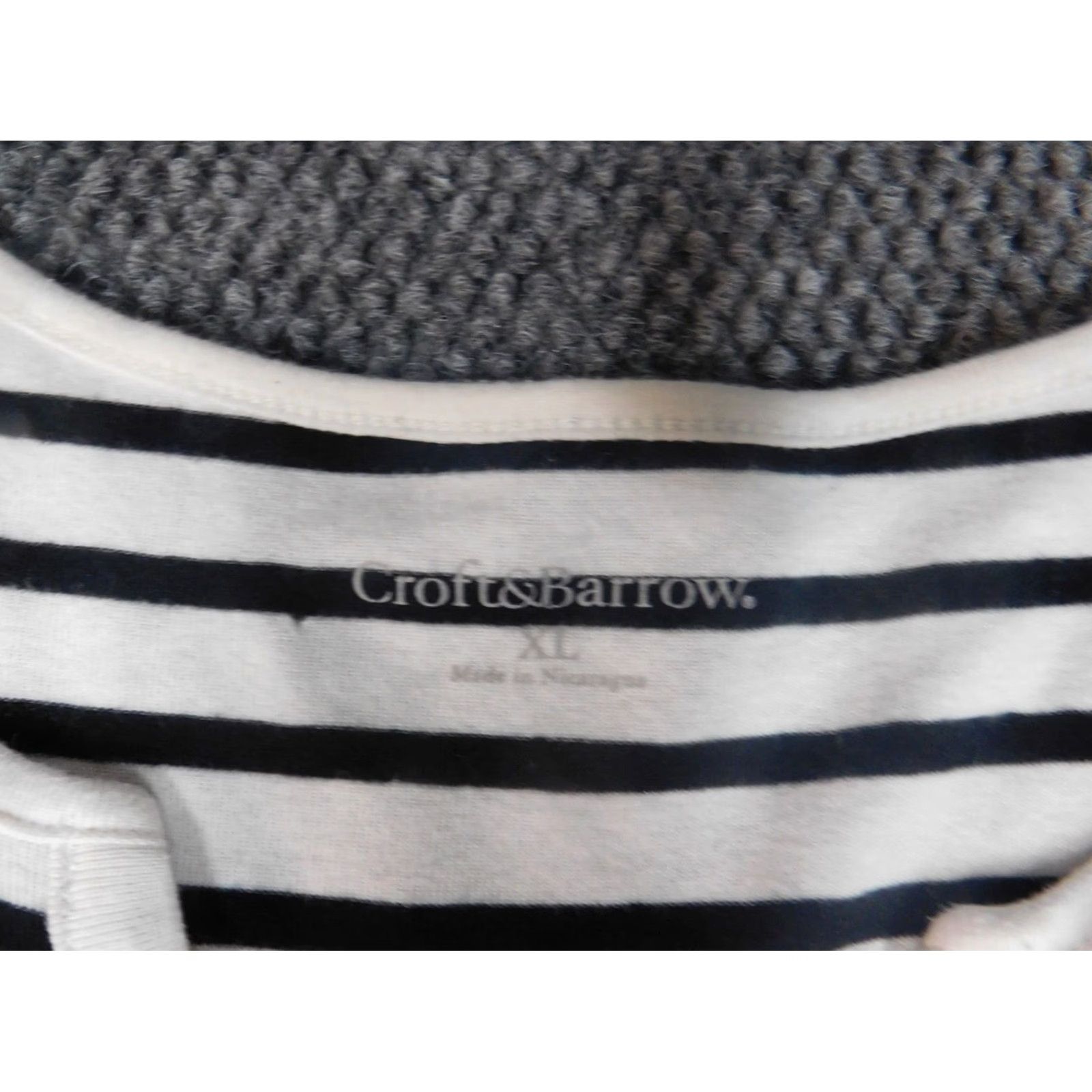 Croft & Barrow Croft & Barrow Womens Shirt XL White Crew Neck Pullover Cotton Polyester Rayon Striped Casual Size XL / US 12-14 / IT 48-50 - 7 Thumbnail