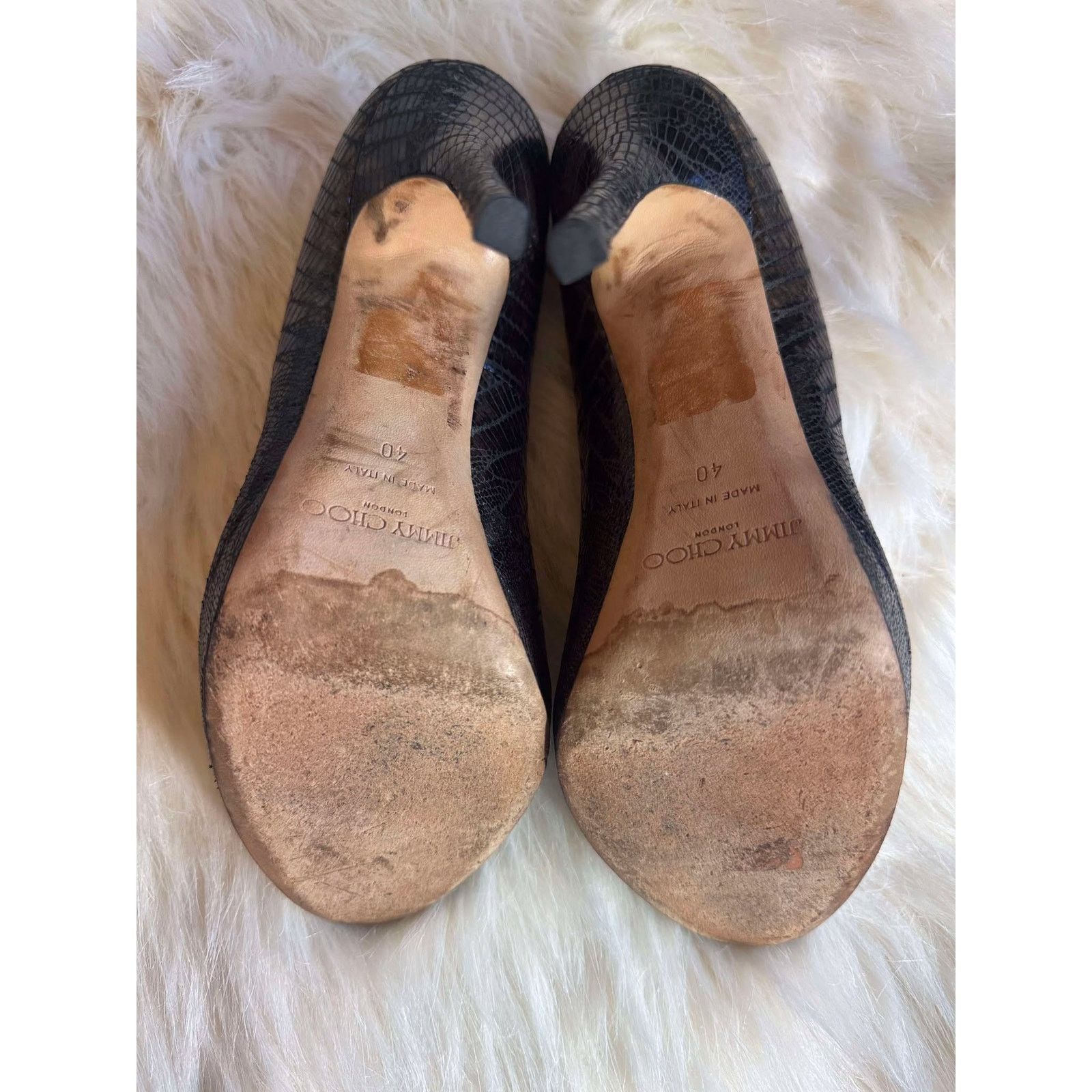 Jimmy Choo Authentic Jimmy Choo Snake Peep Toe Heels Size US 9.5 / IT 39.5 - 6 Thumbnail