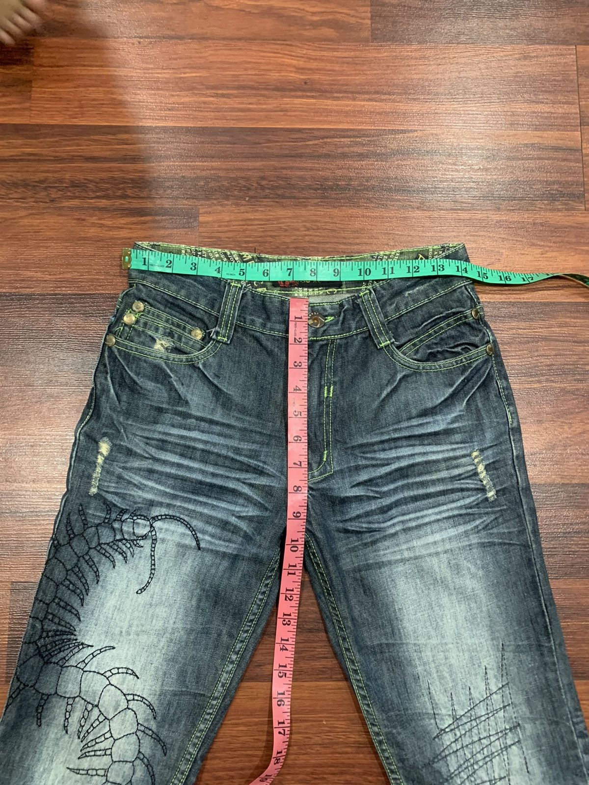If Six Was Nine Ba Dao Embroidered Flared Jeans Pants ( unisex ) Size US 29 - 7 Thumbnail